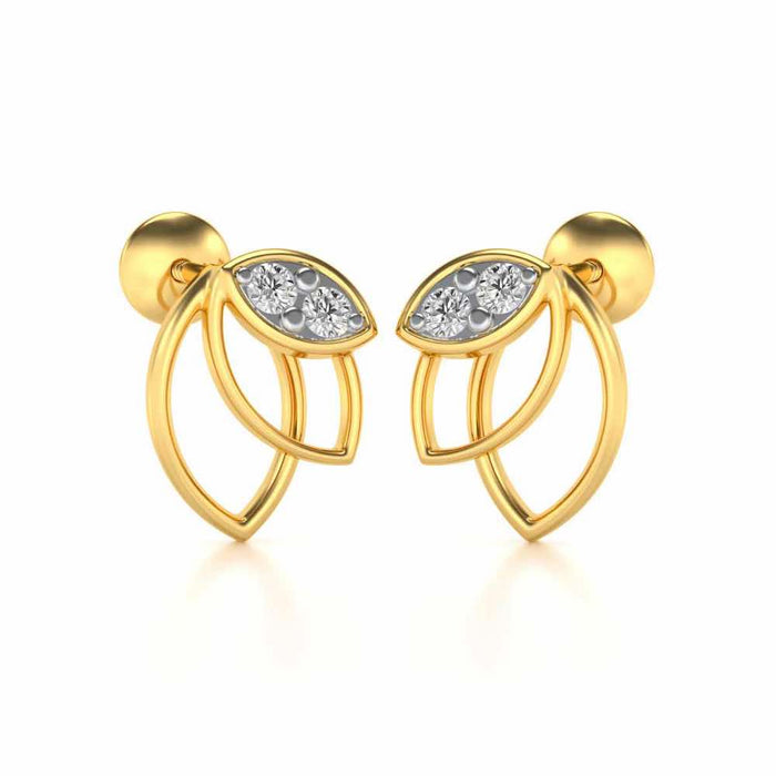 Blooming Lotus Silver Earrings - Yellow Gold - Image 1