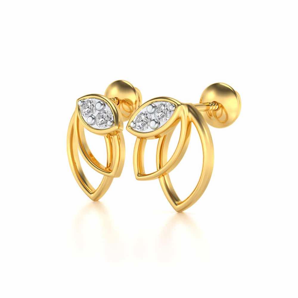 Blooming Lotus Silver Earrings - Yellow Gold - Image 3