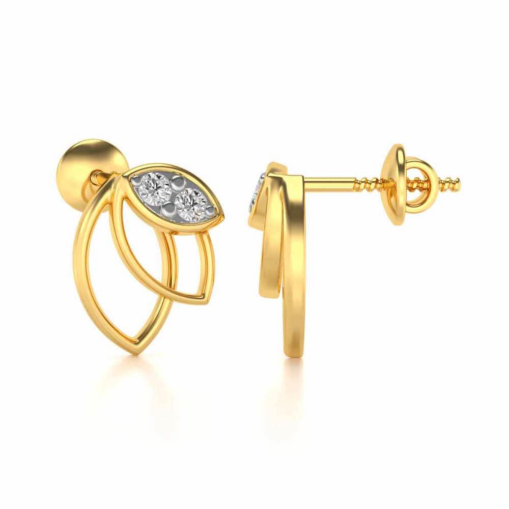 Blooming Lotus Silver Earrings - Yellow Gold - Image 4