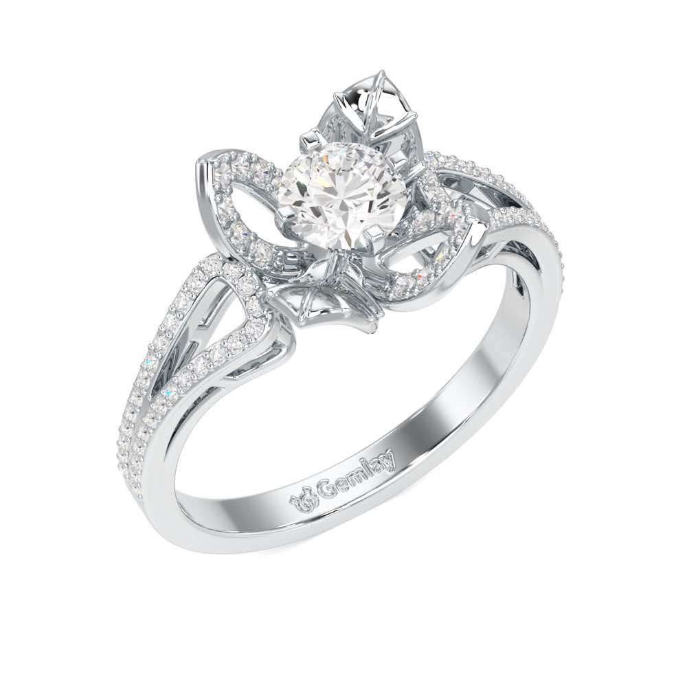 Blooming Shine Solitaire Ring - White Gold - Image 1