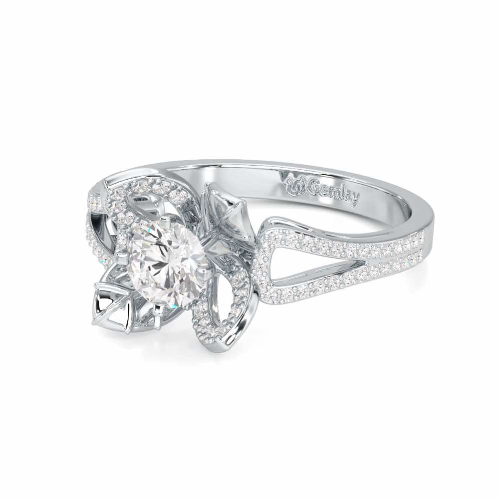 Blooming Shine Solitaire Ring - White Gold - Image 2