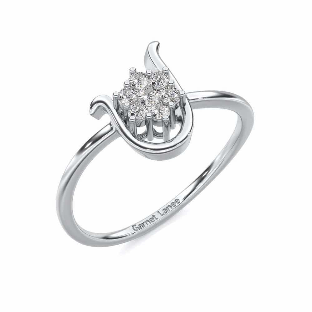Blooming U Silver Ring - White Gold - Image 1