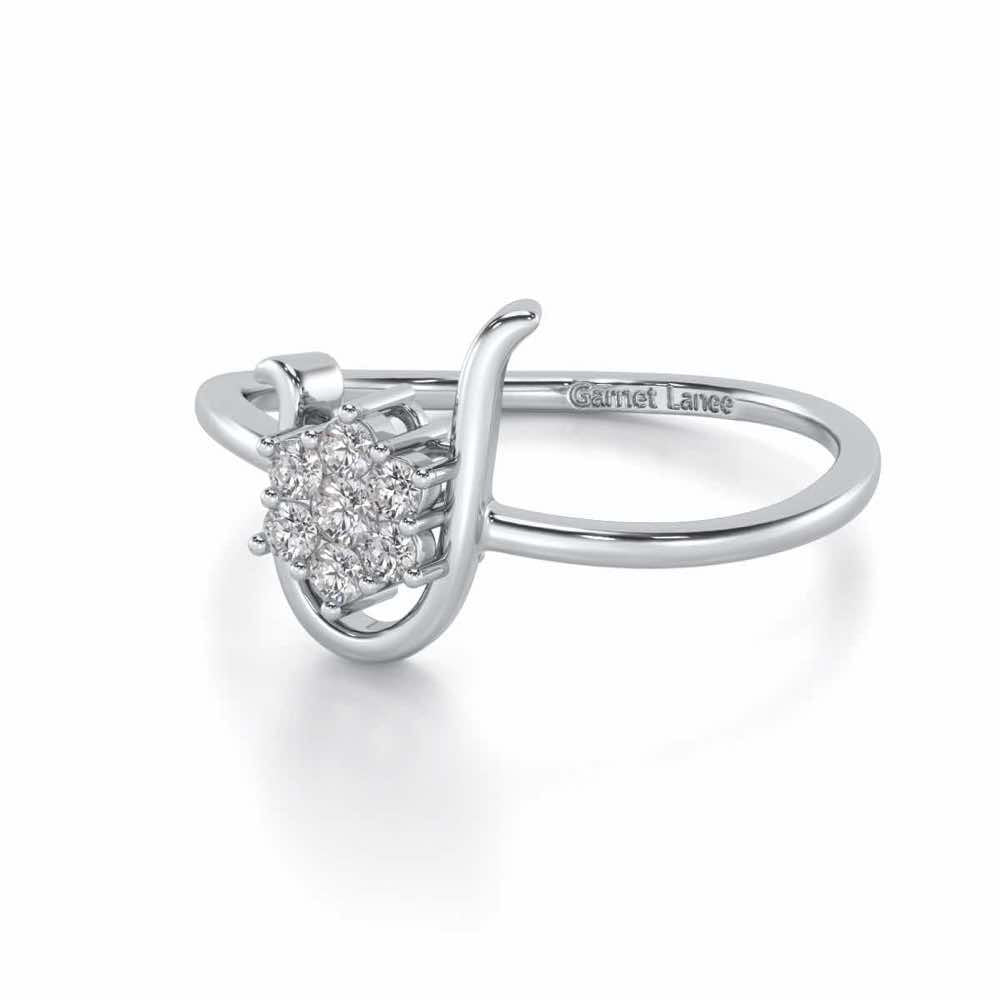 Blooming U Silver Ring - White Gold - Image 2
