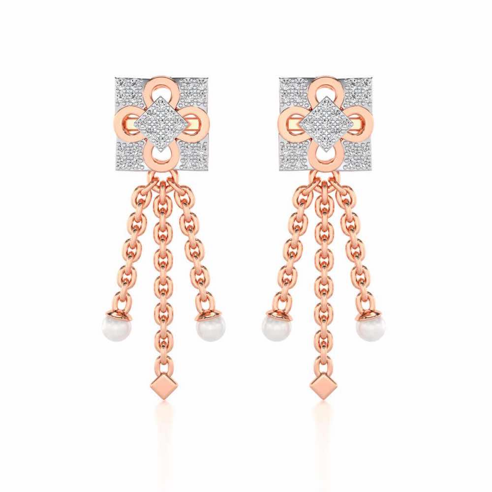Bloomoon Silver Dangler Earrings - Rose Gold - Image 1