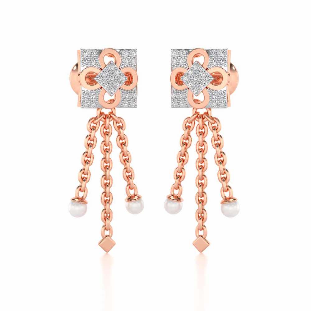 Bloomoon Silver Dangler Earrings - Rose Gold - Image 2