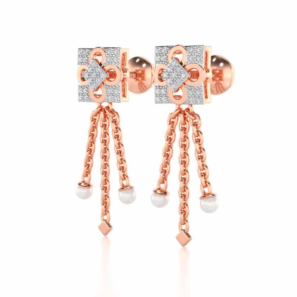 Bloomoon Silver Dangler Earrings - Rose Gold - Image 3