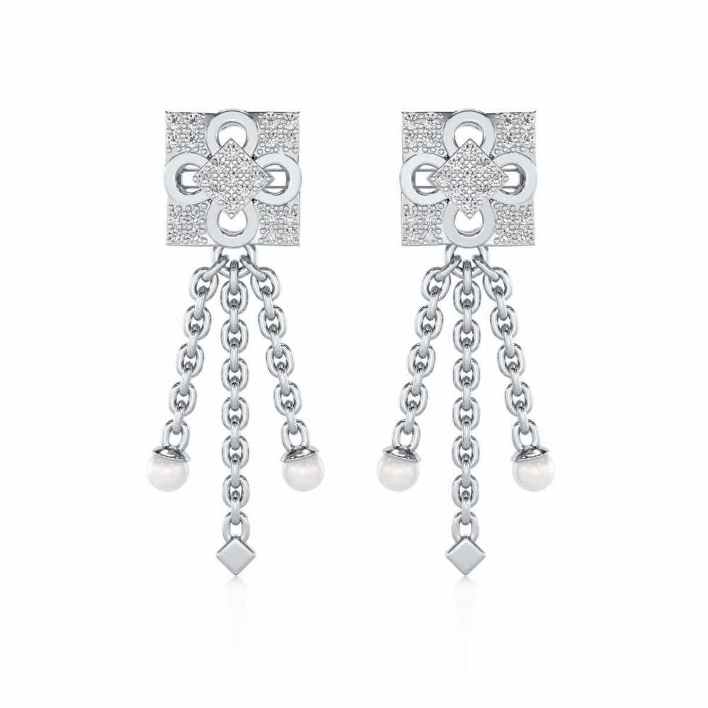 Bloomoon Silver Dangler Earrings - White Gold - Image 1