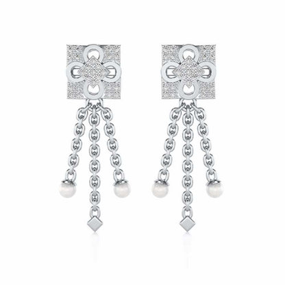 Bloomoon Silver Dangler Earrings - White Gold - Image 1
