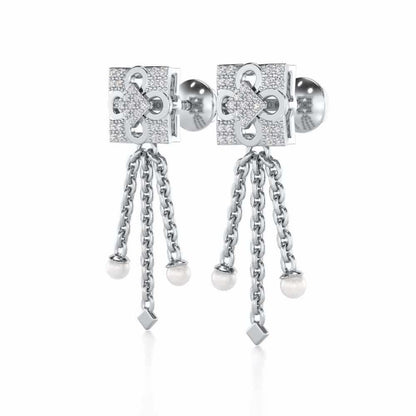 Bloomoon Silver Dangler Earrings - White Gold - Image 3