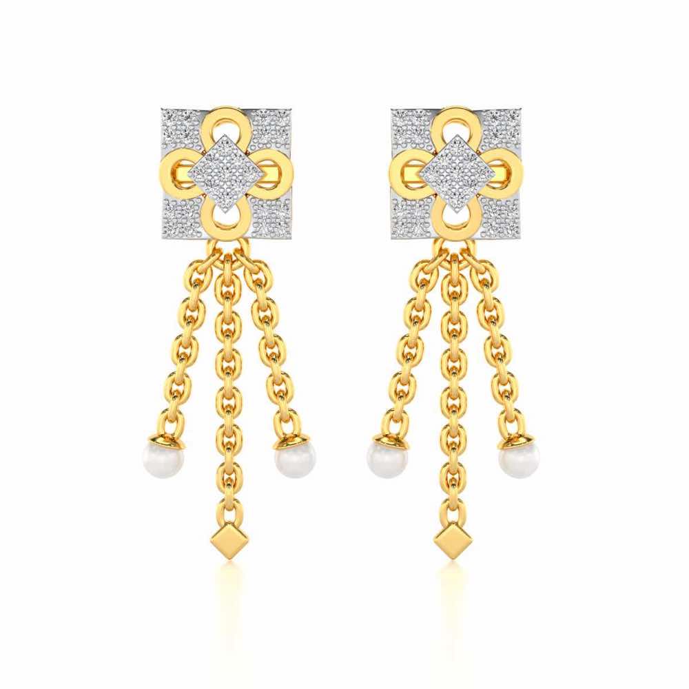 Bloomoon Silver Dangler Earrings - Yellow Gold - Image 1