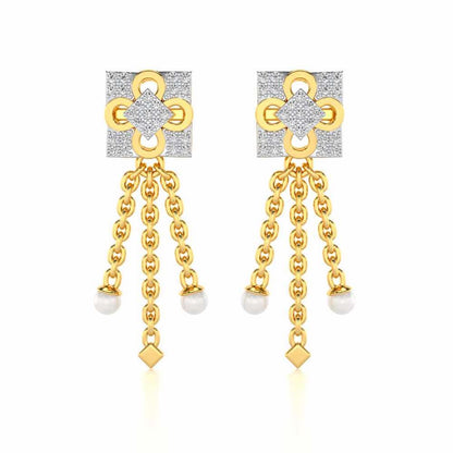 Bloomoon Silver Dangler Earrings - Yellow Gold - Image 1