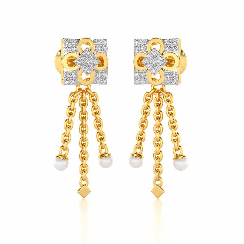 Bloomoon Silver Dangler Earrings - Yellow Gold - Image 2