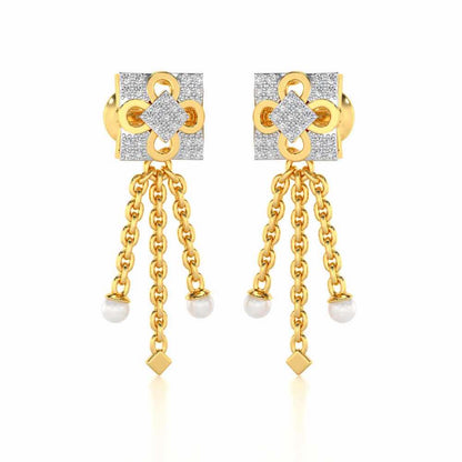 Bloomoon Silver Dangler Earrings - Yellow Gold - Image 2