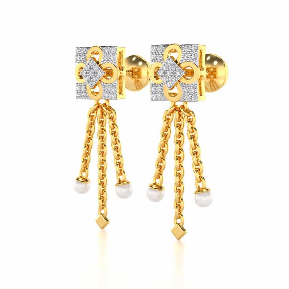Bloomoon Silver Dangler Earrings - Yellow Gold - Image 3
