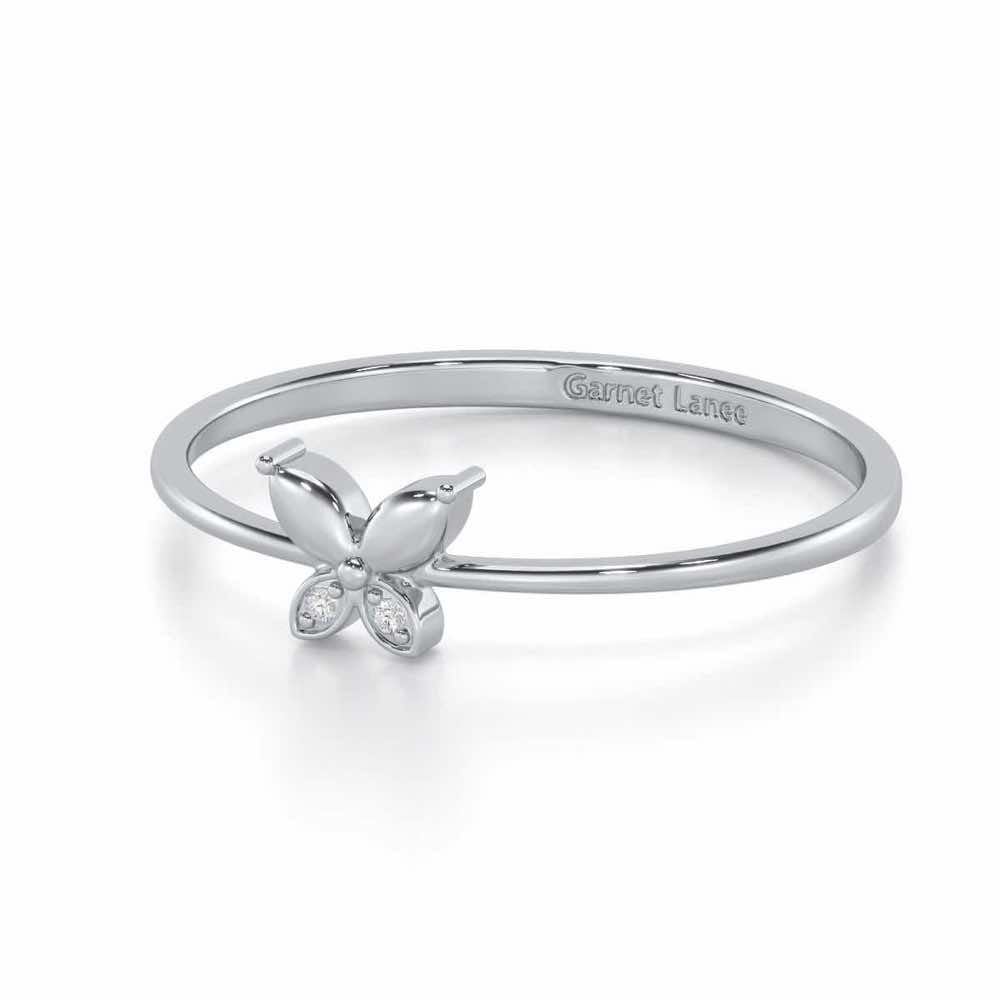 Blossoming Charm Silver Ring - White Gold - Image 2