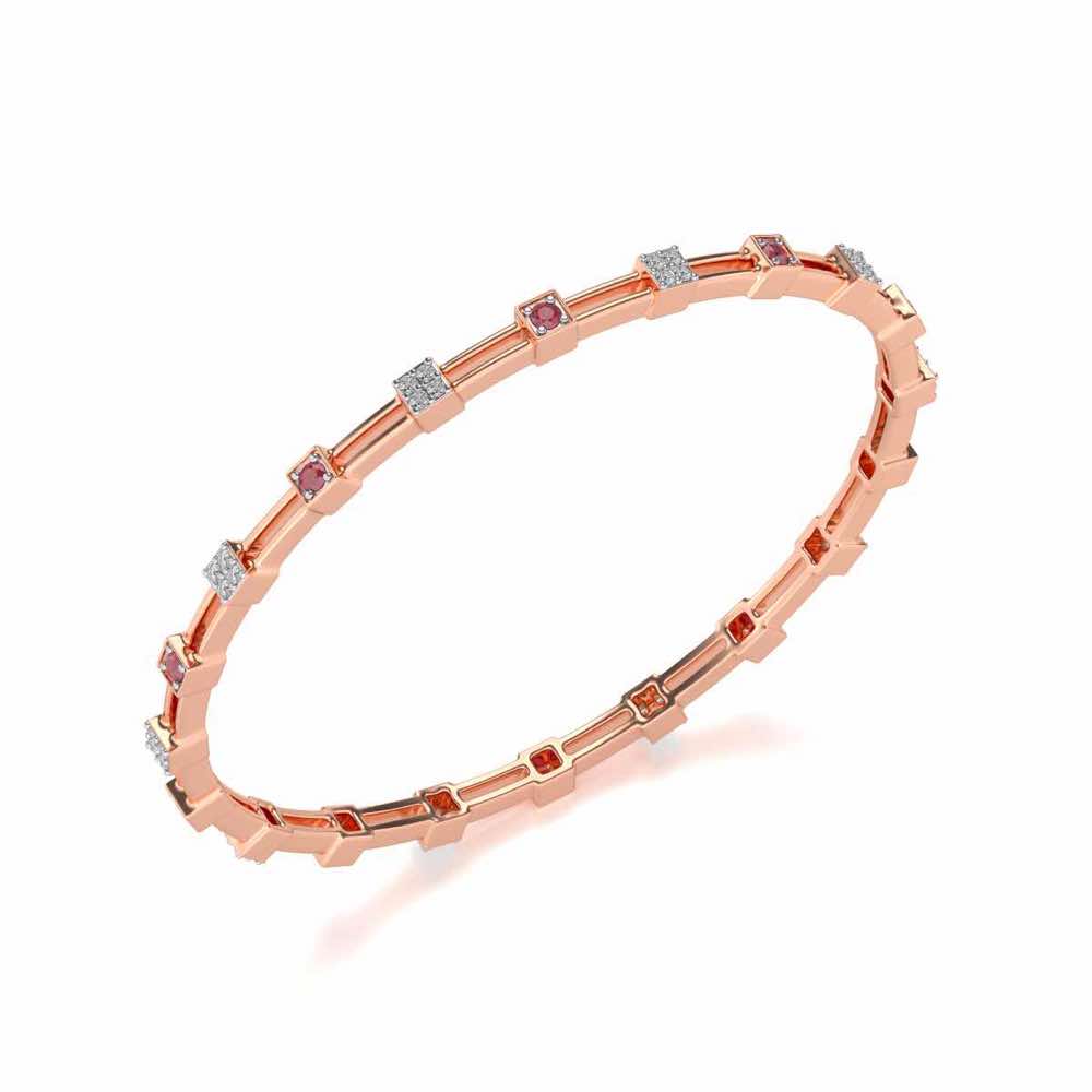 Blue Charn Silver Bangles - Rose Gold - Image 1