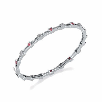 Blue Charn Silver Bangles - White Gold - Image 1