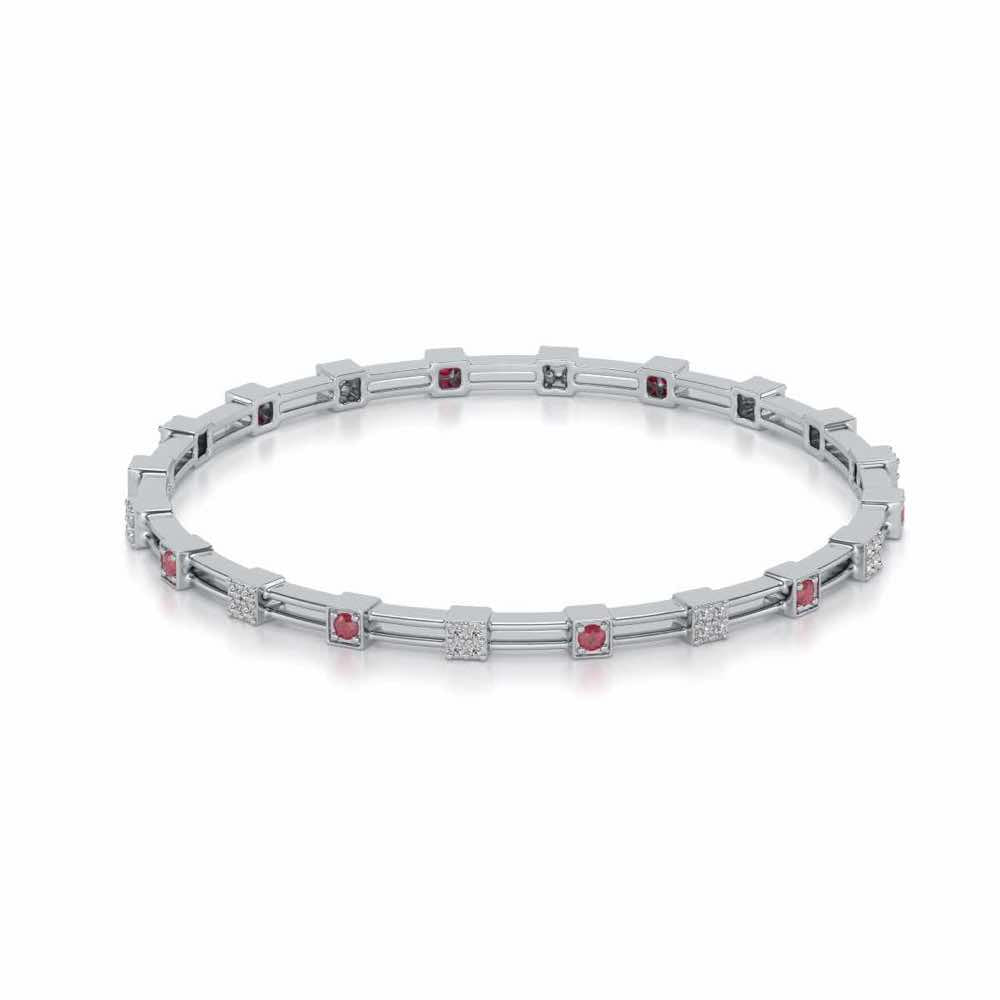 Blue Charn Silver Bangles - White Gold - Image 2