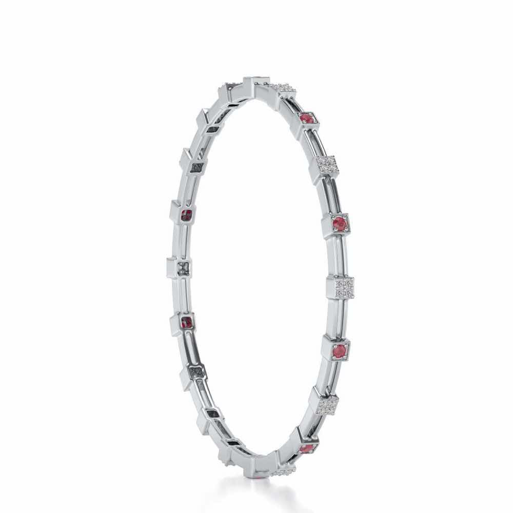 Blue Charn Silver Bangles - White Gold - Image 3
