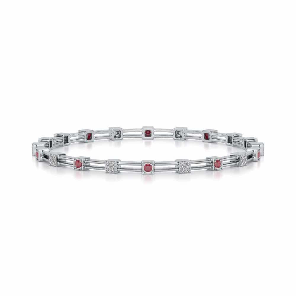 Blue Charn Silver Bangles - White Gold - Image 4