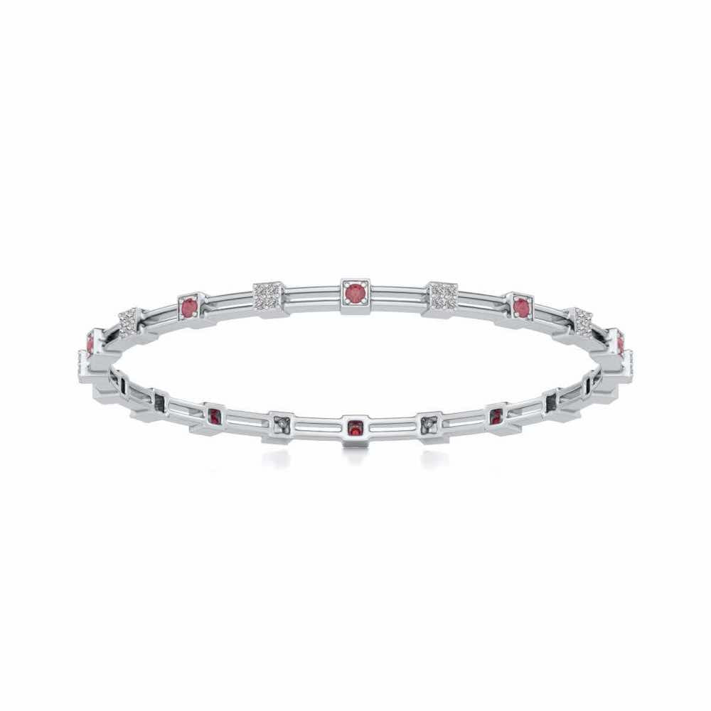 Blue Charn Silver Bangles - White Gold - Image 5
