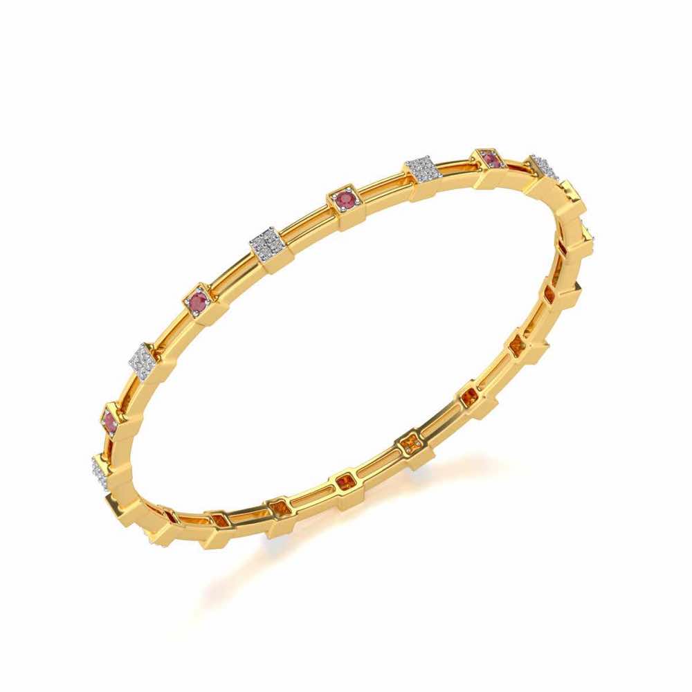Blue Charn Silver Bangles - Yellow Gold - Image 1