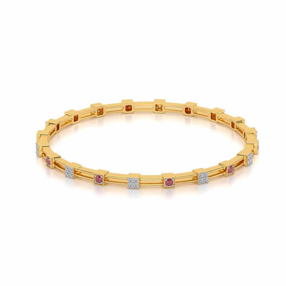 Blue Charn Silver Bangles - Yellow Gold - Image 2