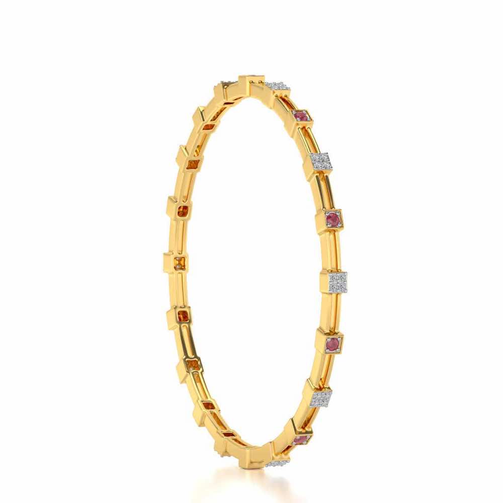 Blue Charn Silver Bangles - Yellow Gold - Image 3