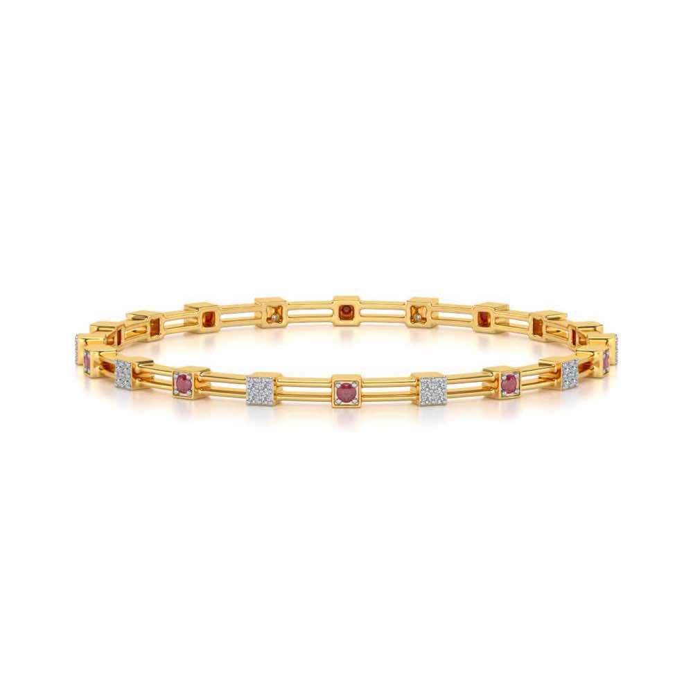 Blue Charn Silver Bangles - Yellow Gold - Image 4