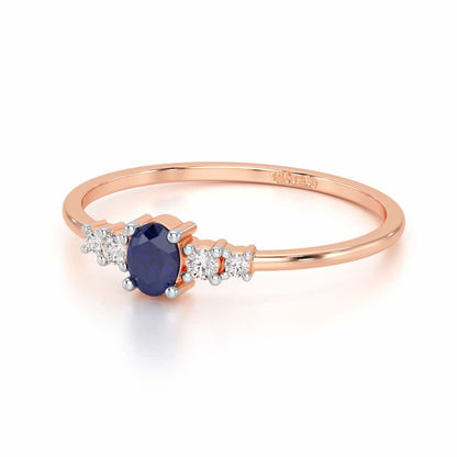 Blue Shimmer Silver Ring - Rose Gold - Image 2