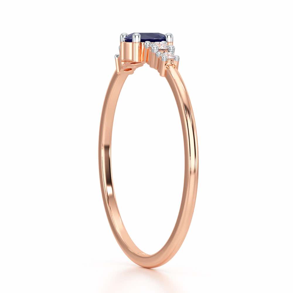 Blue Shimmer Silver Ring - Rose Gold - Image 3