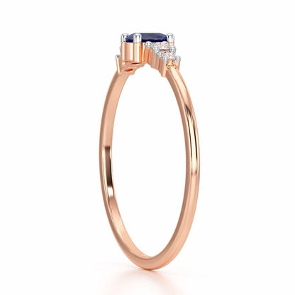 Blue Shimmer Silver Ring - Rose Gold - Image 3
