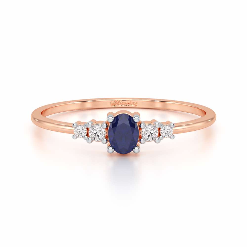 Blue Shimmer Silver Ring - Rose Gold - Image 4