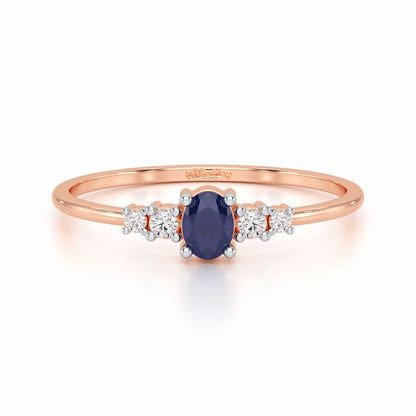 Blue Shimmer Silver Ring - Rose Gold - Image 4