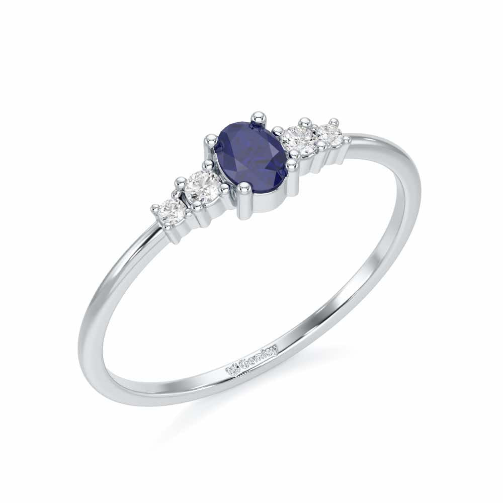 Blue Shimmer Silver Ring - White Gold - Image 1
