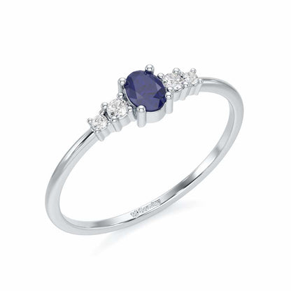 Blue Shimmer Silver Ring - White Gold - Image 1