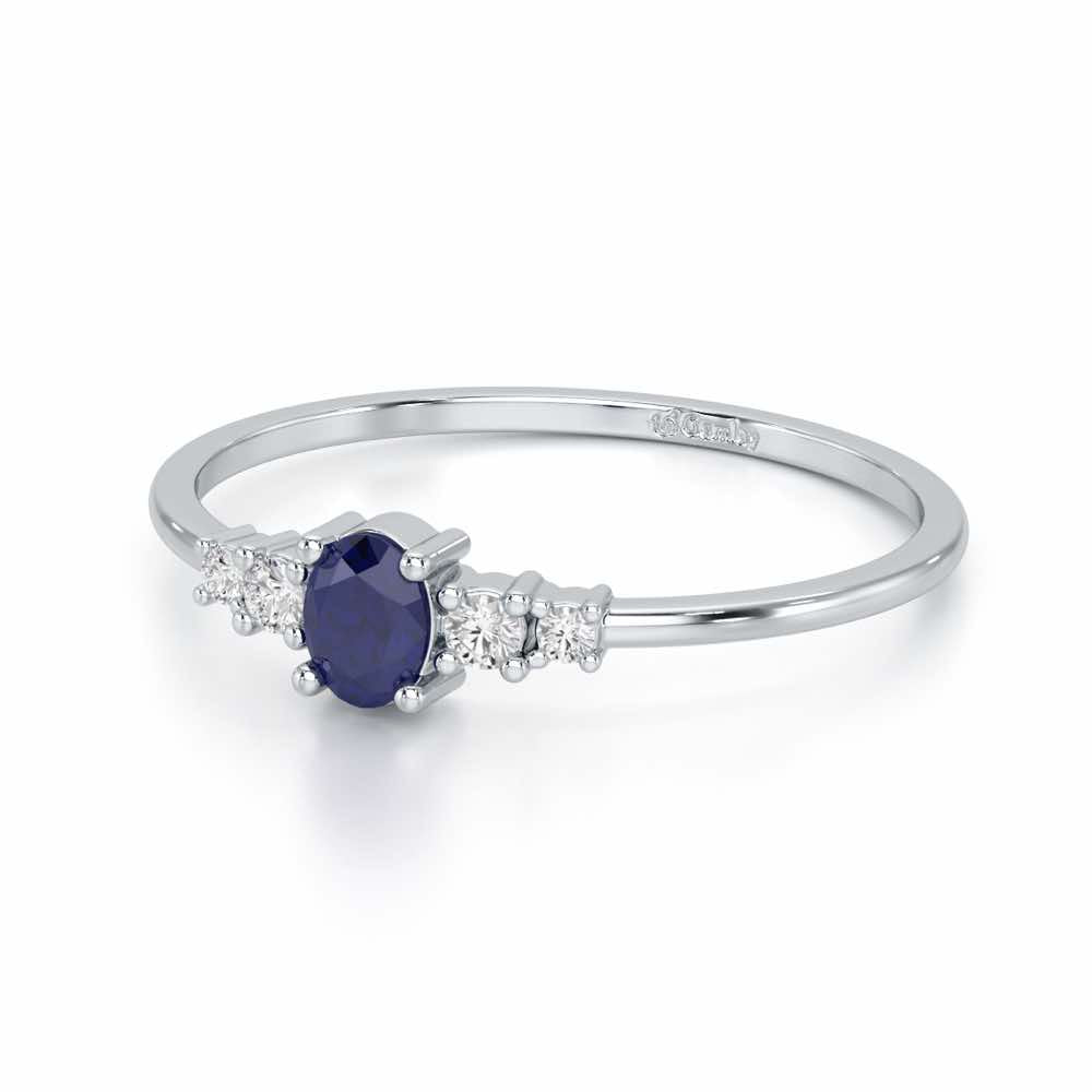 Blue Shimmer Silver Ring - White Gold - Image 2