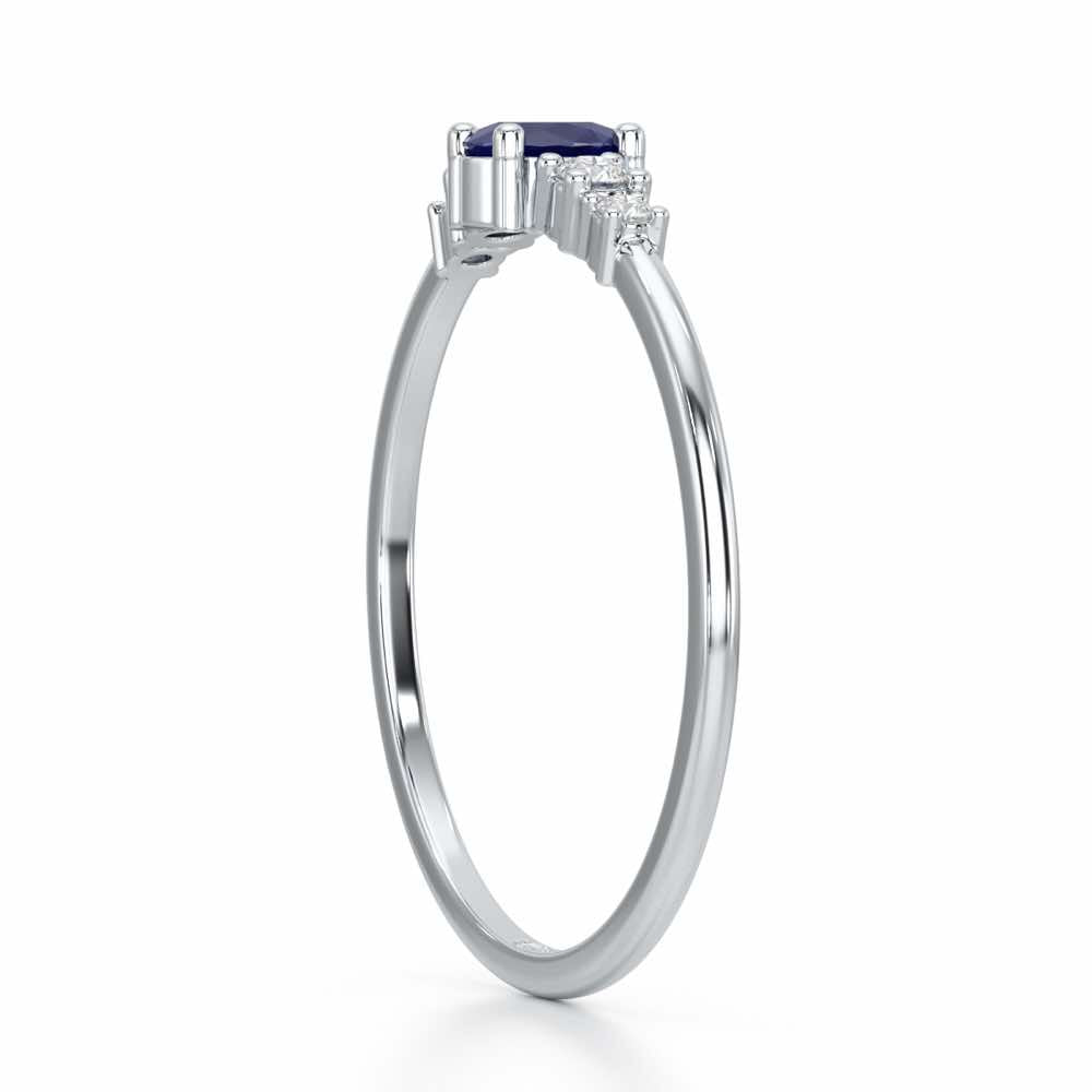 Blue Shimmer Silver Ring - White Gold - Image 3