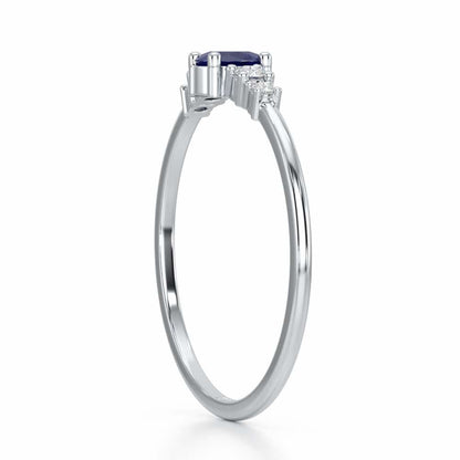 Blue Shimmer Silver Ring - White Gold - Image 3