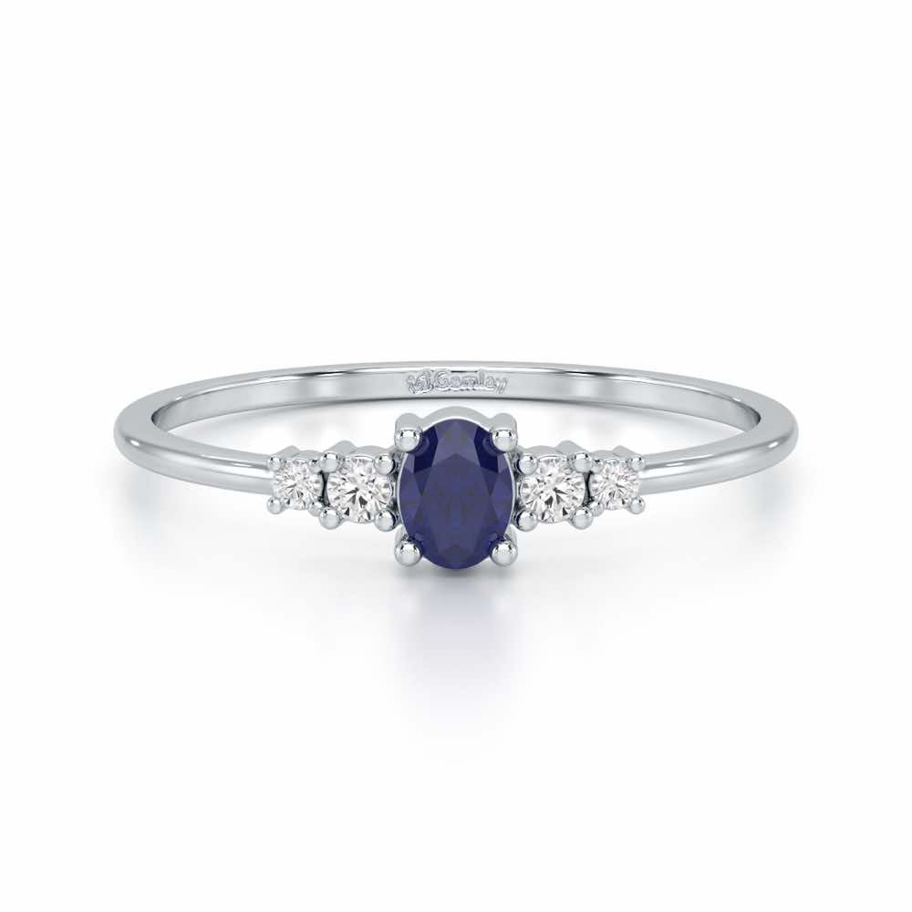 Blue Shimmer Silver Ring - White Gold - Image 4