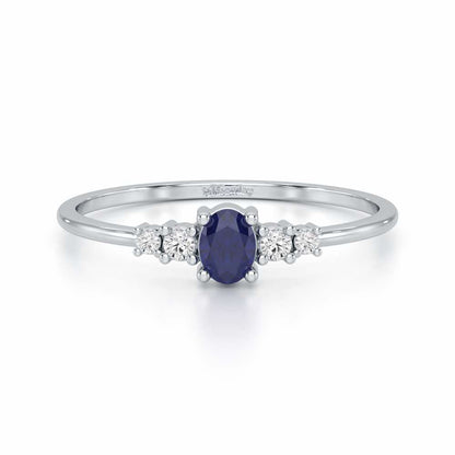 Blue Shimmer Silver Ring - White Gold - Image 4