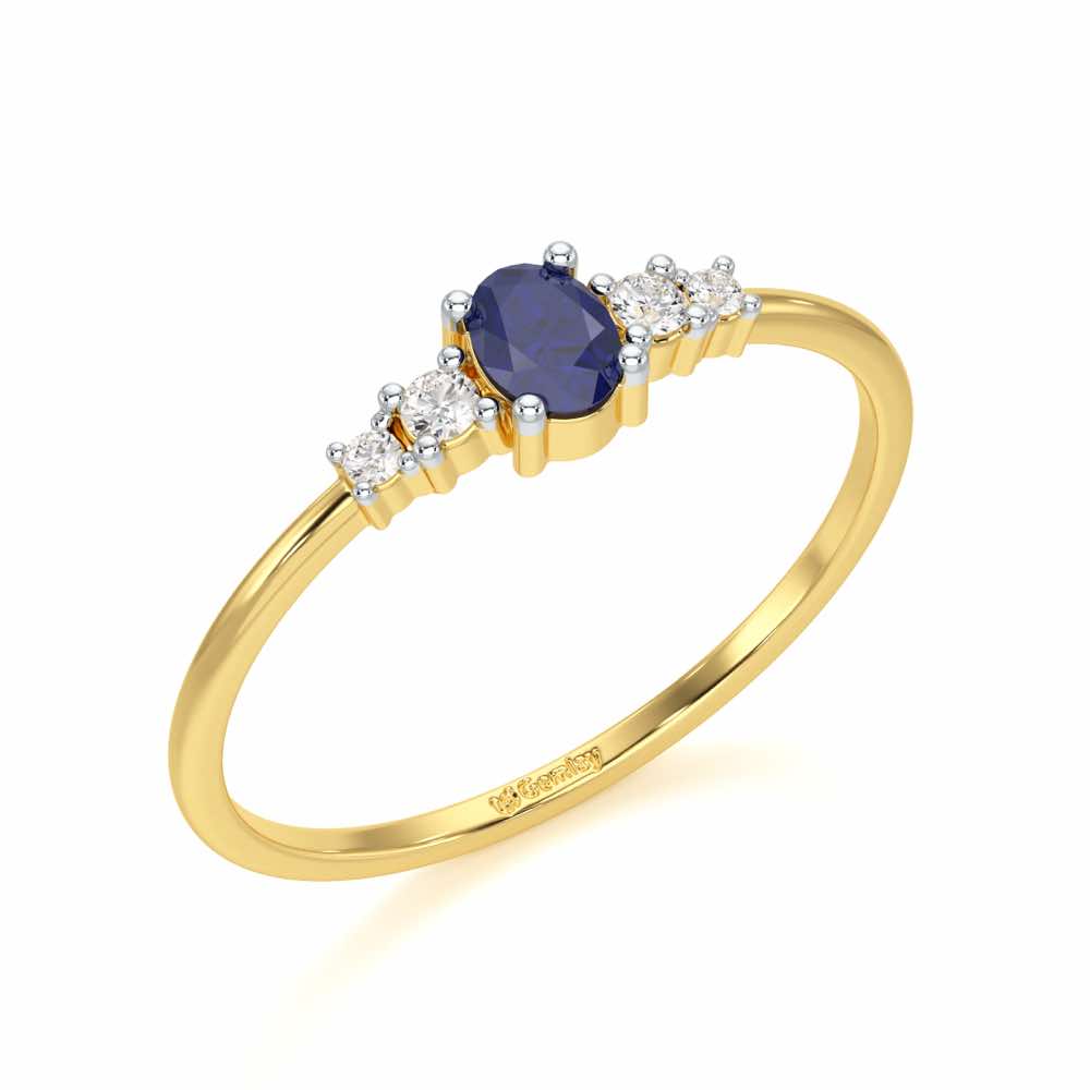 Blue Shimmer Silver Ring - Yellow Gold - Image 1