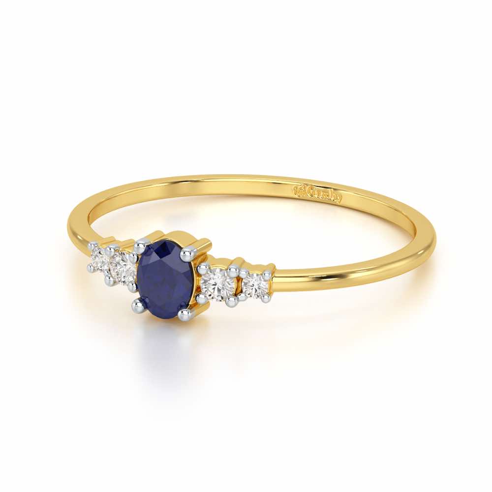 Blue Shimmer Silver Ring - Yellow Gold - Image 2