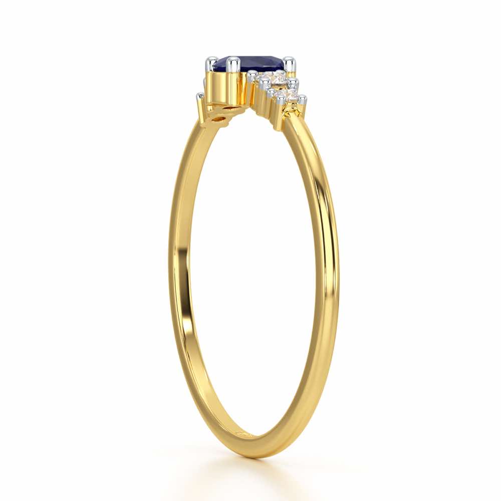 Blue Shimmer Silver Ring - Yellow Gold - Image 3