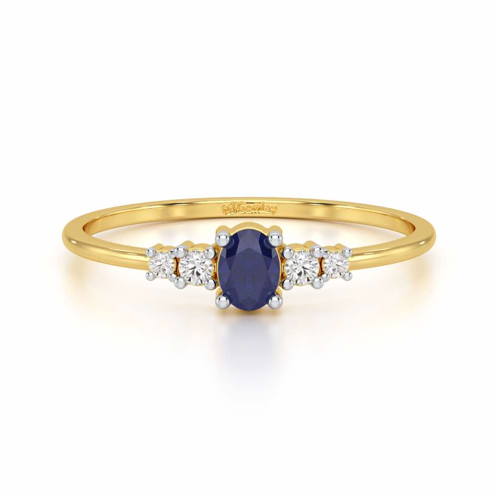 Blue Shimmer Silver Ring - Yellow Gold - Image 4