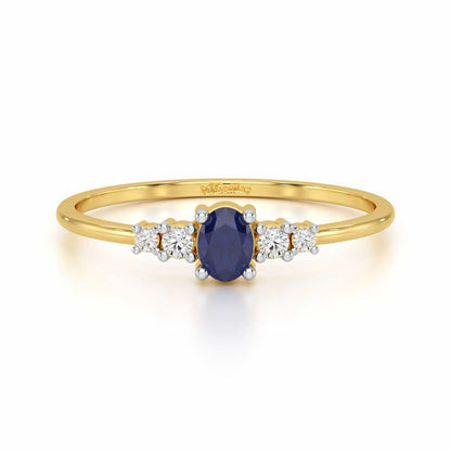 Blue Shimmer Silver Ring - Yellow Gold - Image 4