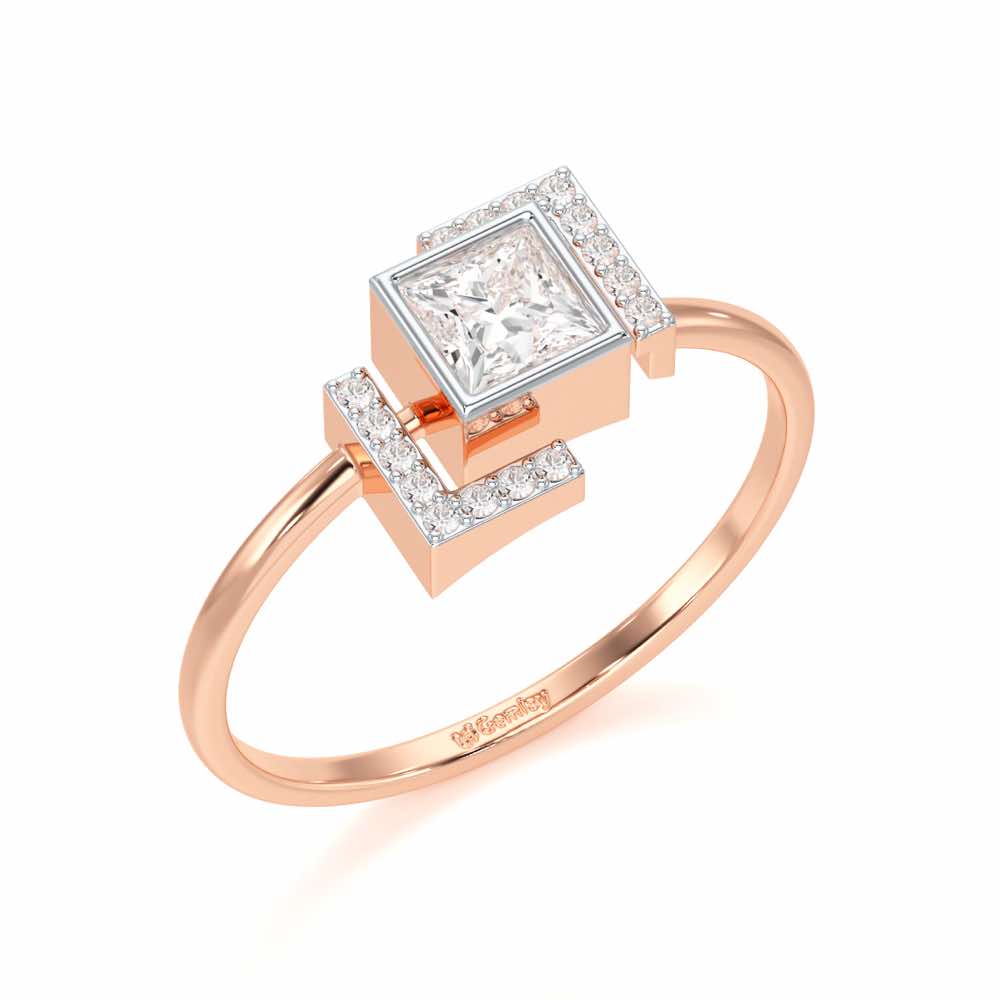 Blue in Frame Silver Ring - Rose Gold - Image 1