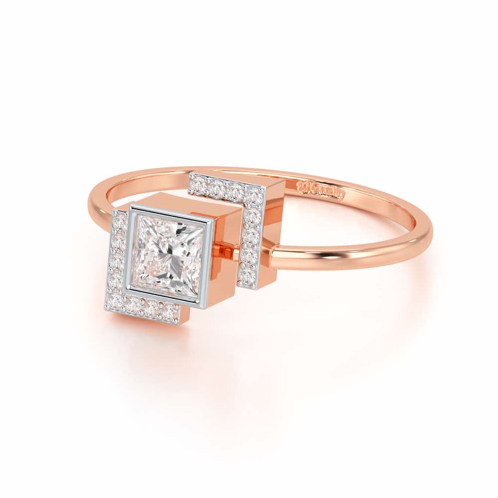 Blue in Frame Silver Ring - Rose Gold - Image 2