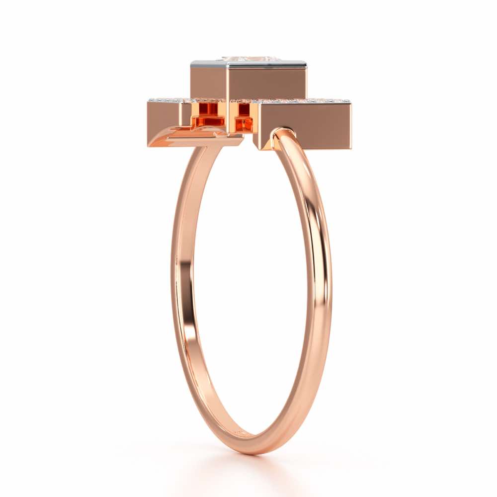 Blue in Frame Silver Ring - Rose Gold - Image 3