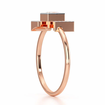 Blue in Frame Silver Ring - Rose Gold - Image 3